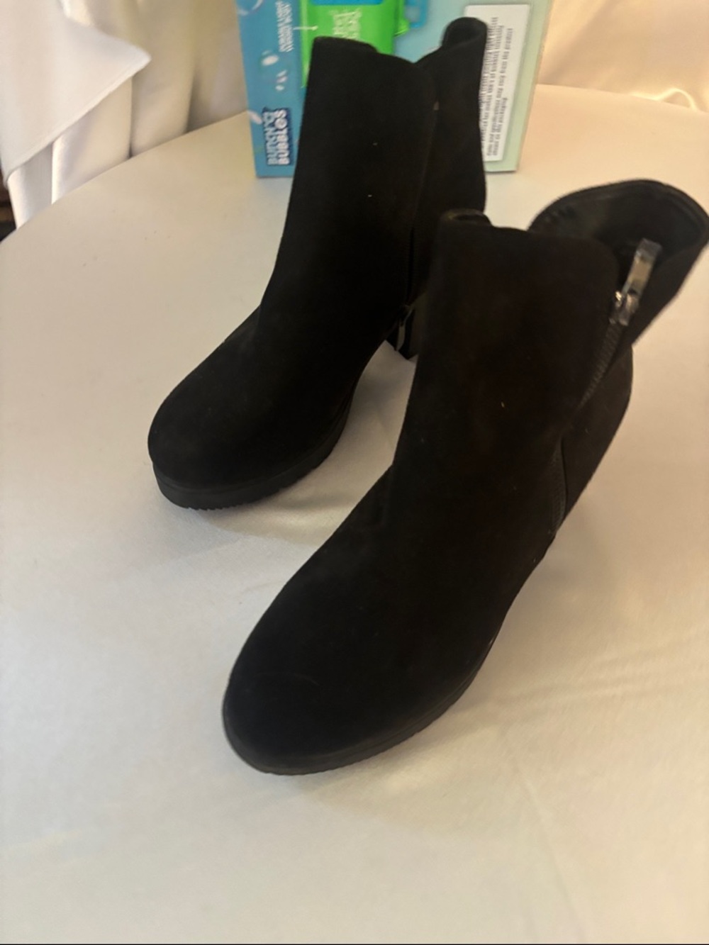 Dream Pairs Black Suede Ankle Booties with Side Zip